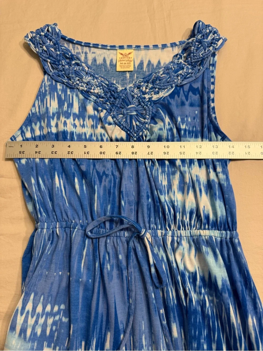 Faded Glory Sleeveless Maxi Dress M Blue Print - Picture 7 of 9